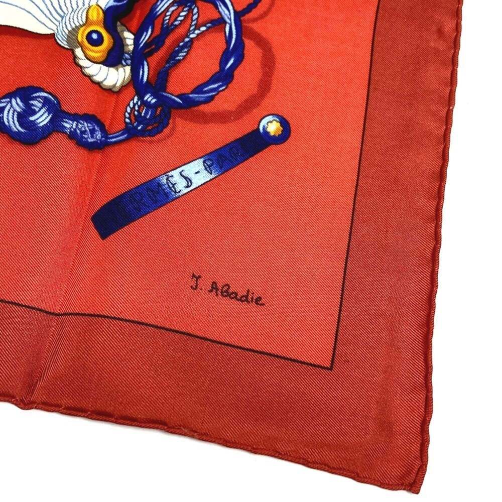 HERMES Authentic Red Silk Scarf - Picture 4 of 13